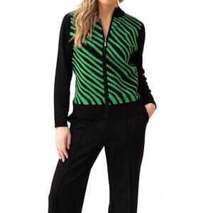 NEW MARBLE turtleneck cardigan in black/green